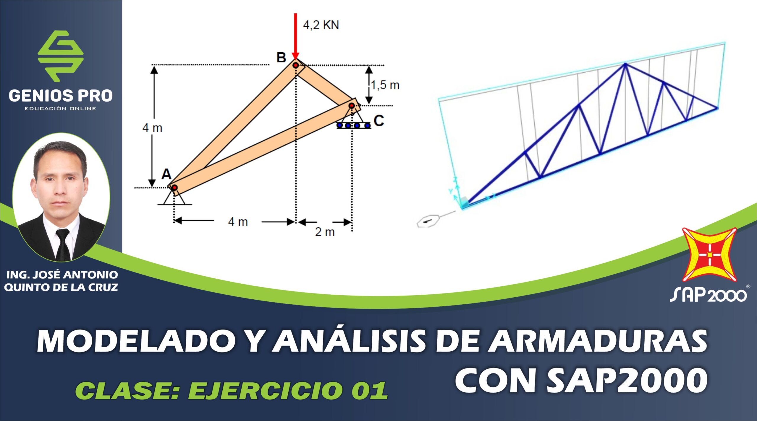 Modelado y Análisis de Armaduras con SAP2000 – Ejercicio 01